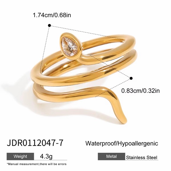 Size 7 | 18K Gold Plated Snake Ring - Picture 5 of 6